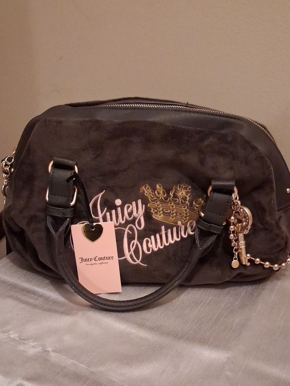 Juicy Conture Brown And Pink Handbag.with Charms